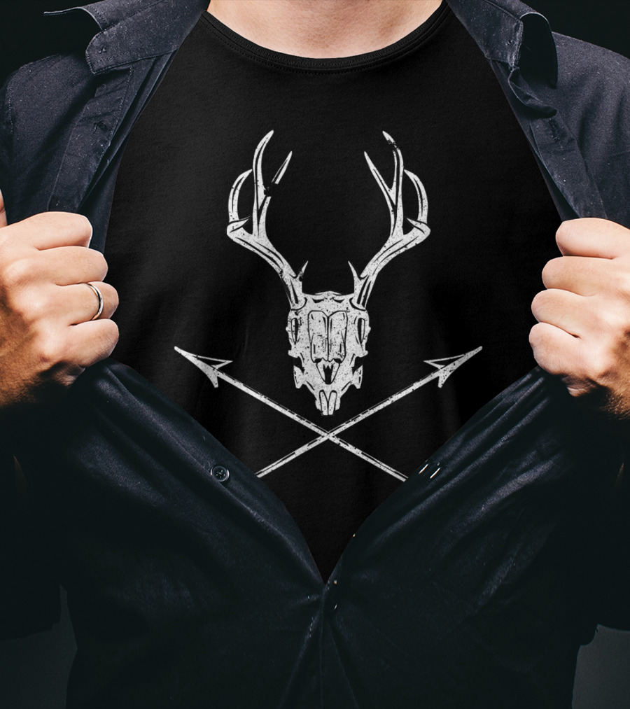 Bow Hunting Vintage Deer Skull With Crossed Arrows T-Shirt