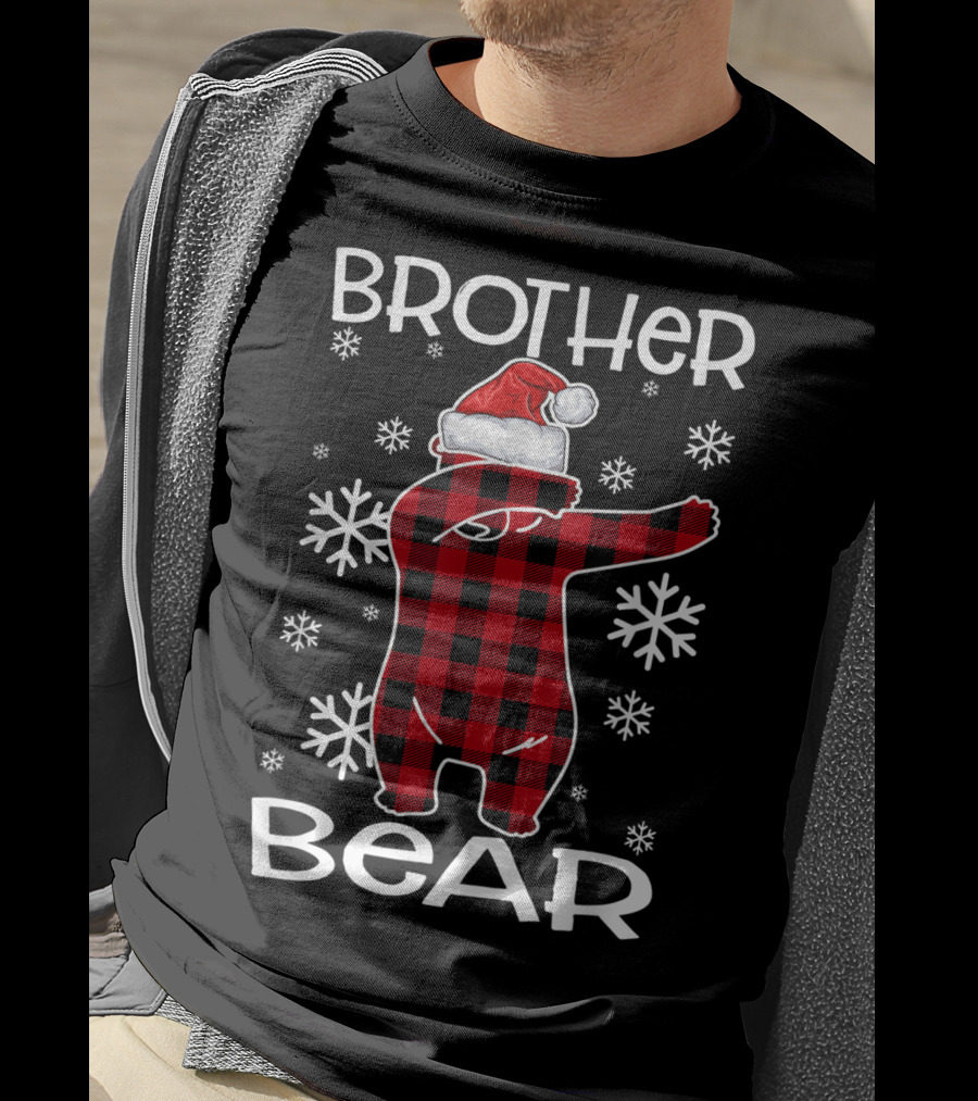 Brother Bear Dabbing In Santa Hat With Snowflakes T-Shirt