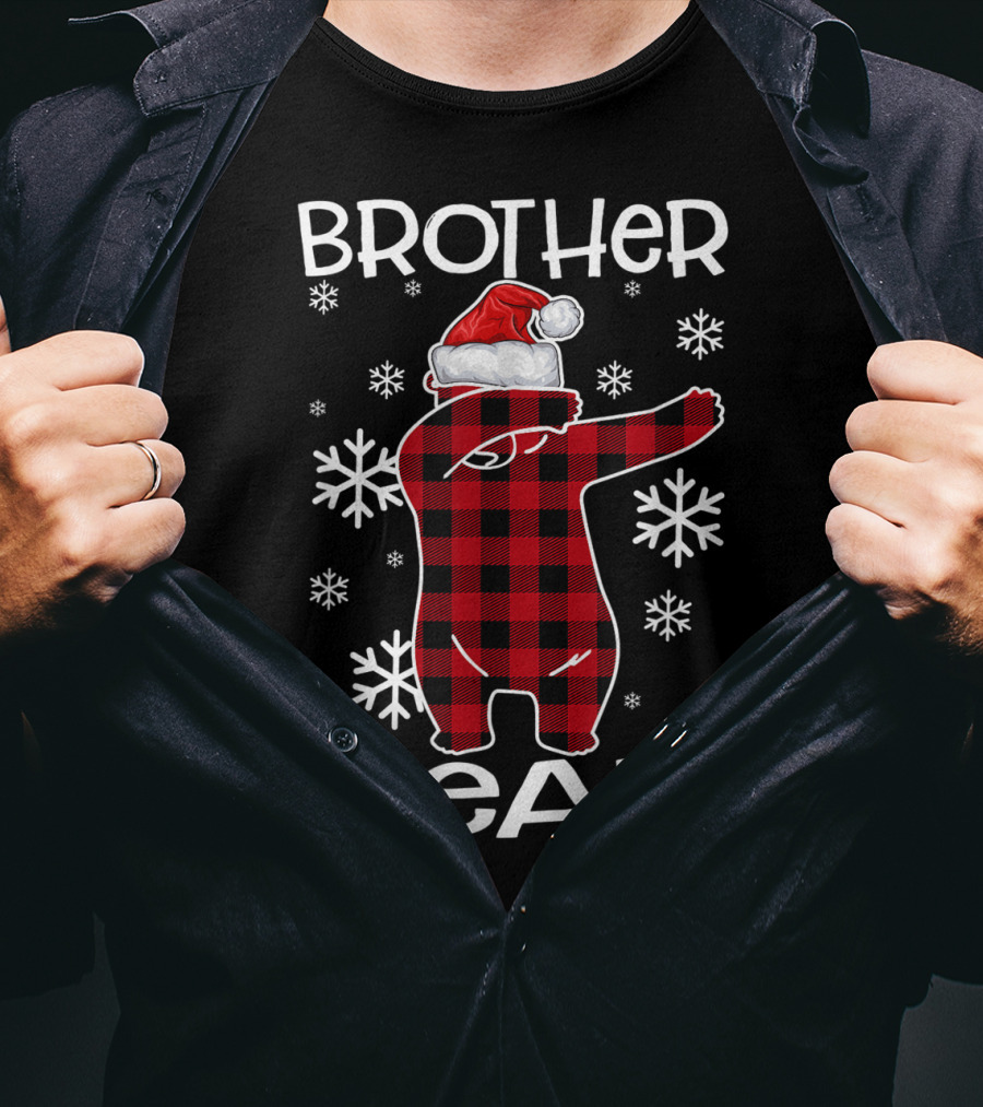 Brother Bear Dabbing In Santa Hat With Snowflakes T-Shirt