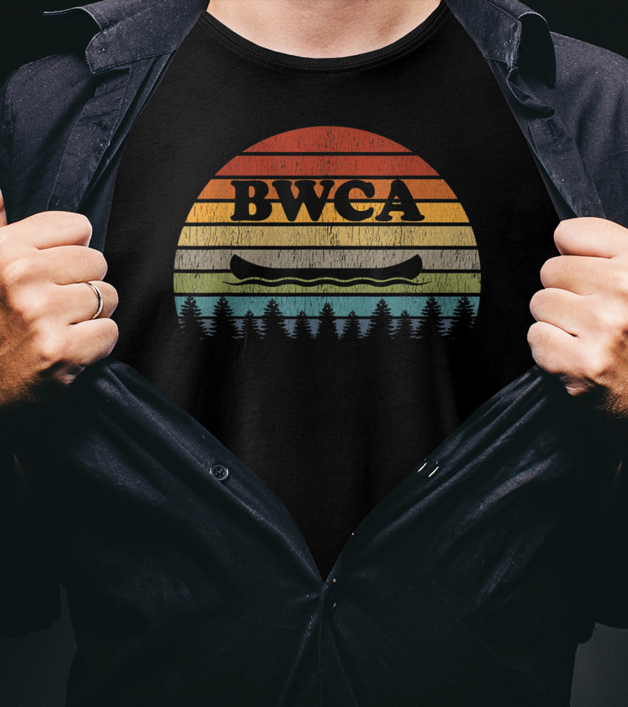 BWCA Minnesota Vintage Canoe Retro Sunset Forest T-Shirt