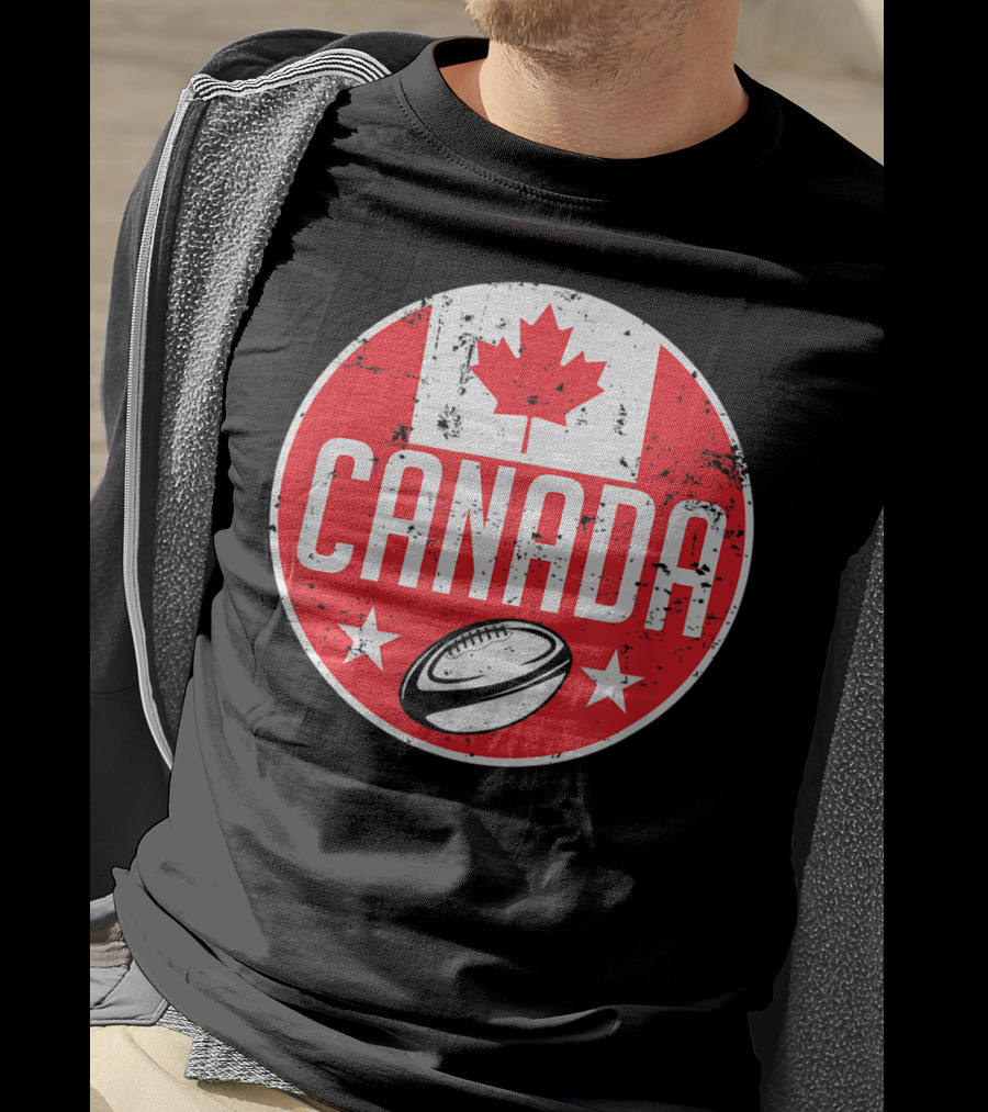 Canada Rugby Flag Supporter Jersey Canadian Maple Leaf Emblem T-Shirt