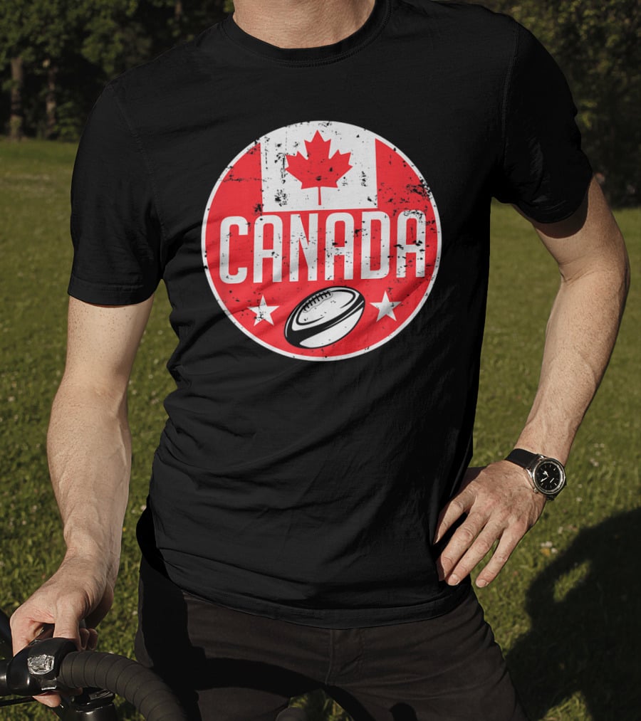 Canada Rugby Flag Supporter Jersey Canadian Maple Leaf Emblem T-Shirt