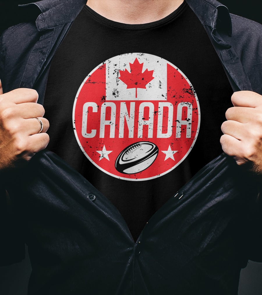 Canada Rugby Flag Supporter Jersey Canadian Maple Leaf Emblem T-Shirt