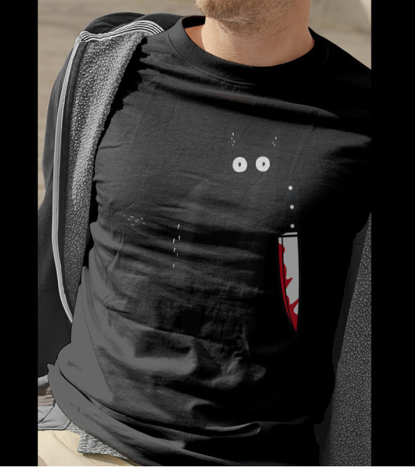 Funny Black Cat With Knife And What? T-Shirt