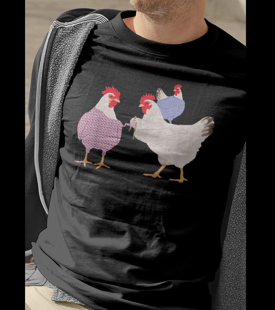 Chicken Knitting Sweaters Trio Whimsical Knitwear Comedy T-Shirt
