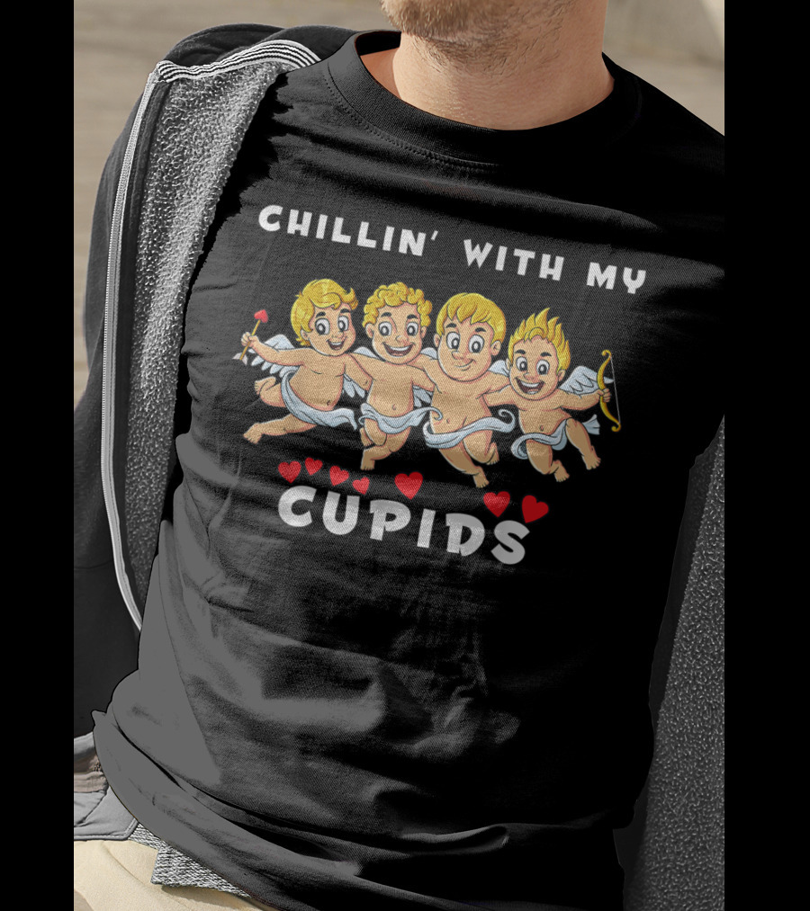 Chillin With My Cupids Valentine's Day Cherubs And Hearts T-Shirt
