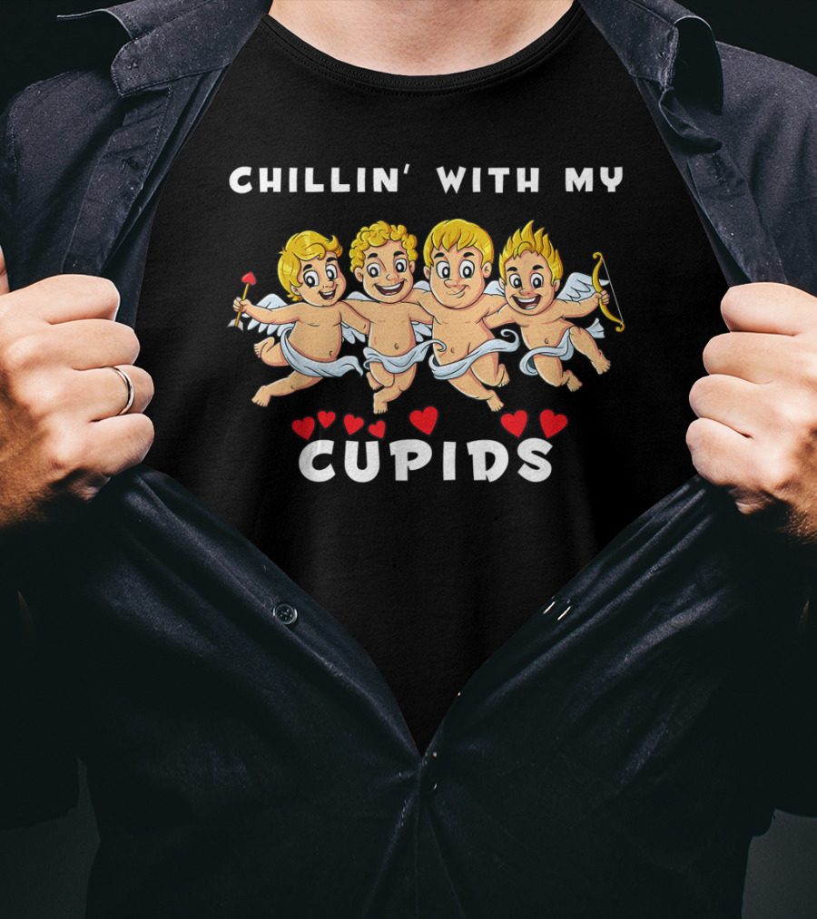 Chillin With My Cupids Valentine's Day Cherubs And Hearts T-Shirt