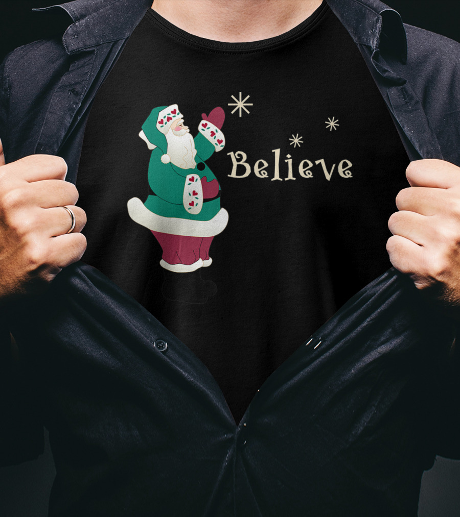 Believe In Santa Christmas Holiday Joy T-Shirt