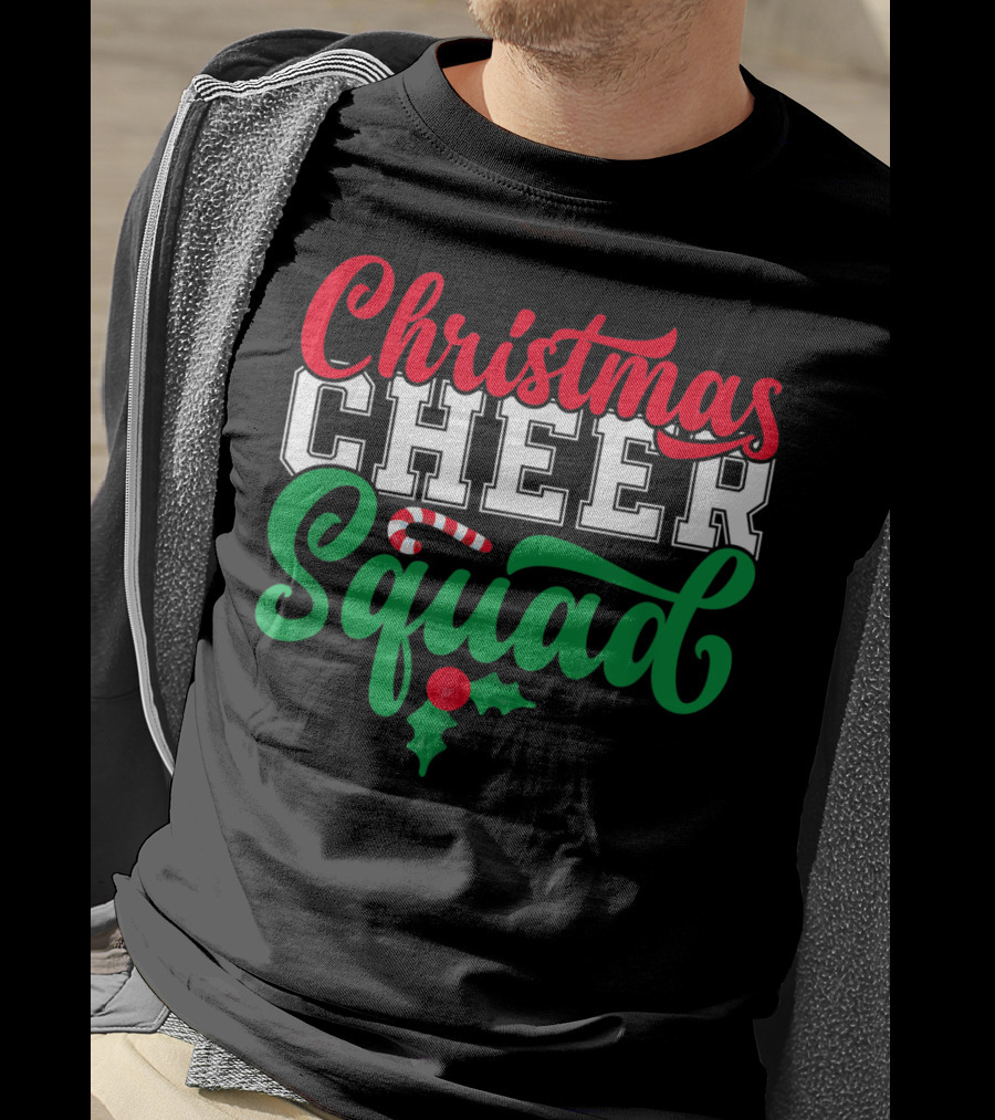 Christmas Cheer Squad Candy Cane Holly Holidays T-Shirt
