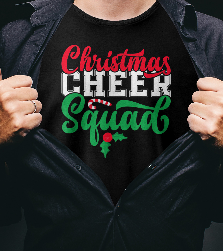 Christmas Cheer Squad Candy Cane Holly Holidays T-Shirt
