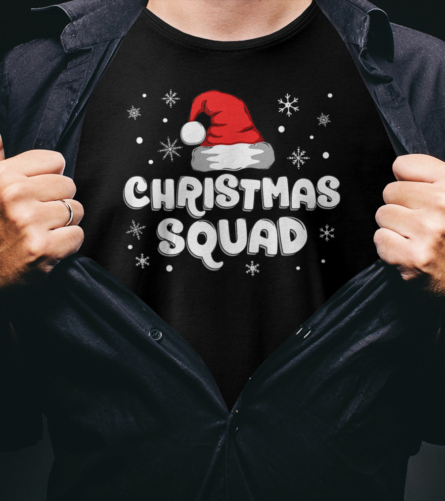 Christmas Squad Santa Hat Snowflakes T-Shirt