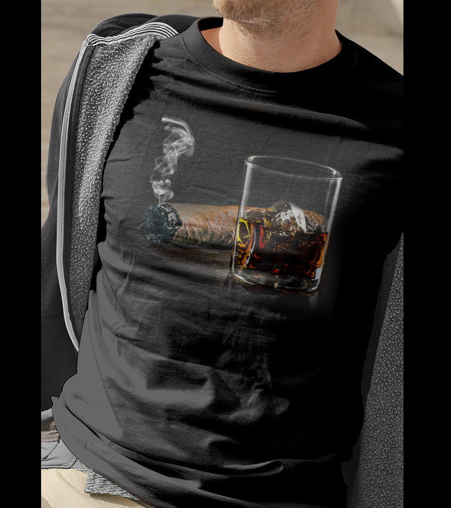 Cigar And Bourbon Relaxation Perfect For Cigar Lounge Enthusiasts T-Shirt