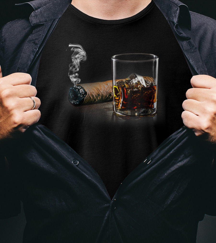 Cigar And Bourbon Relaxation Perfect For Cigar Lounge Enthusiasts T-Shirt