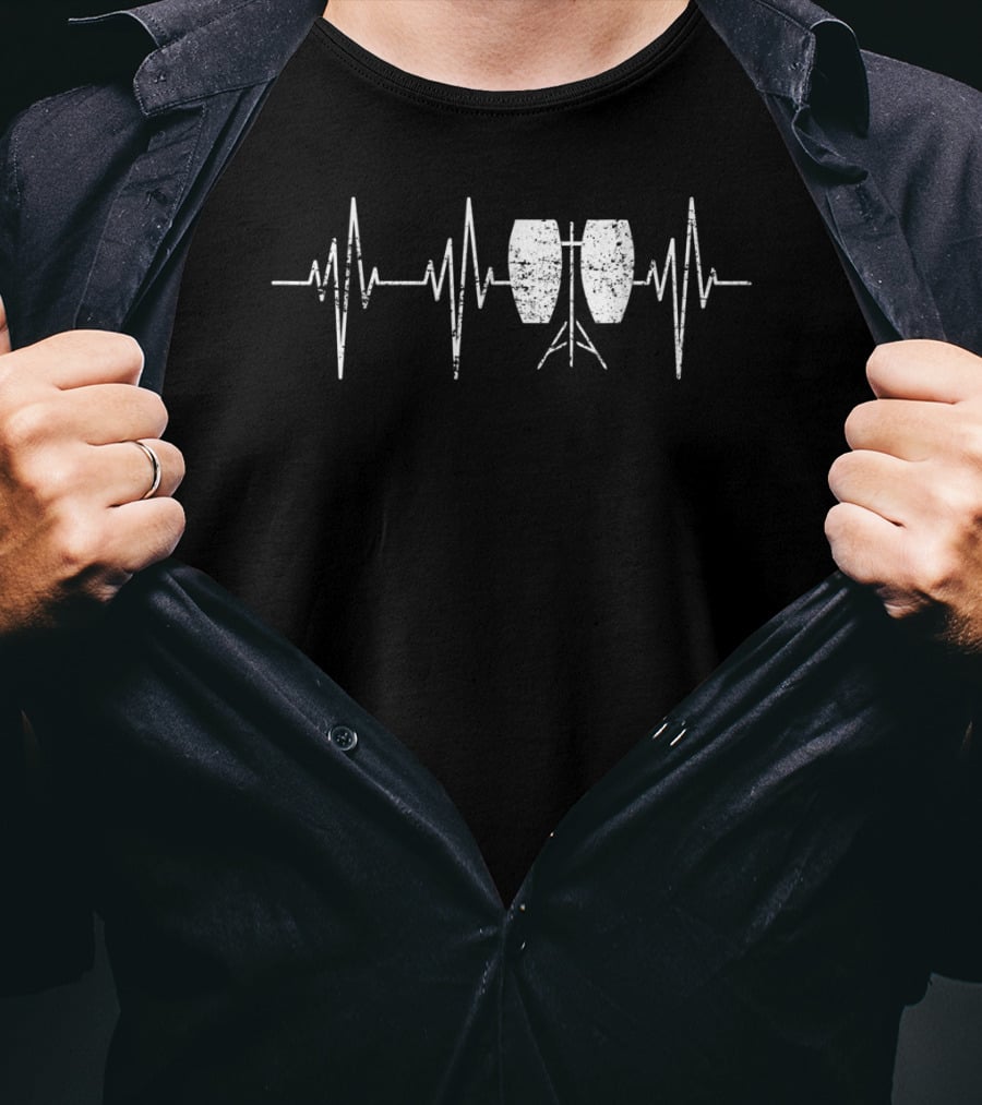 Conga Drum Heartbeat Pulse EKG Rhythm T-Shirt