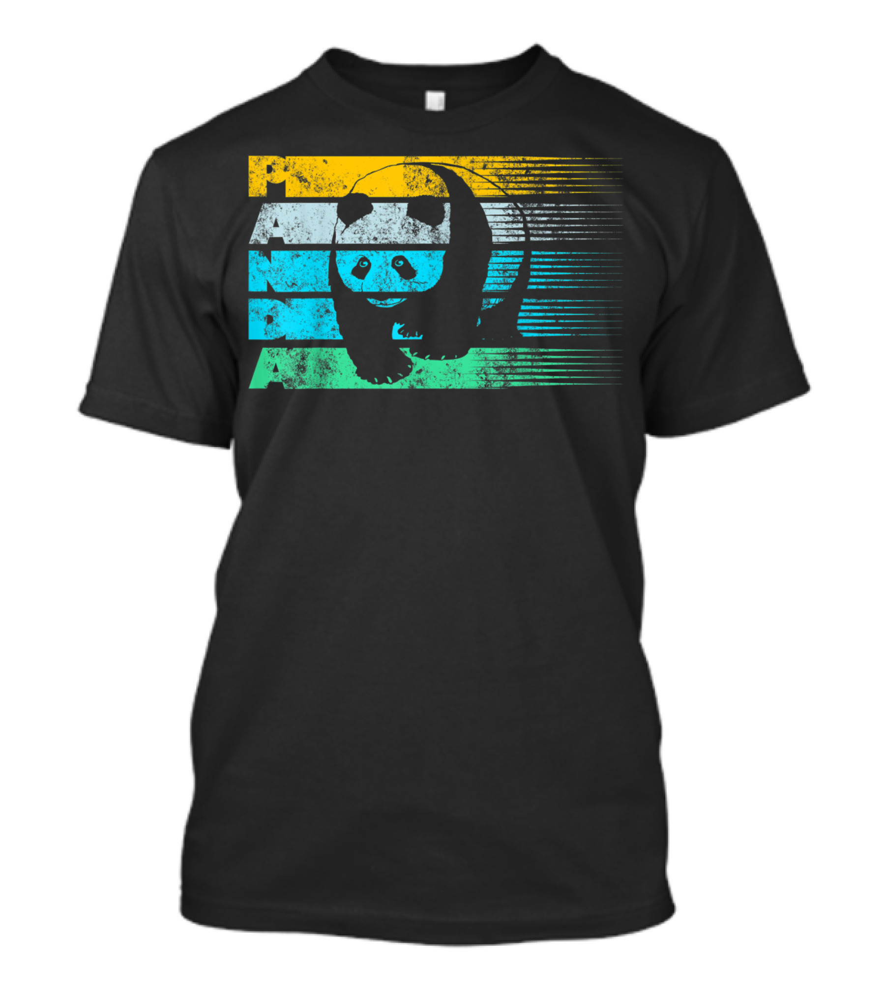 Panda Retro Vintage Stripes Cool Panda Bear T-Shirt