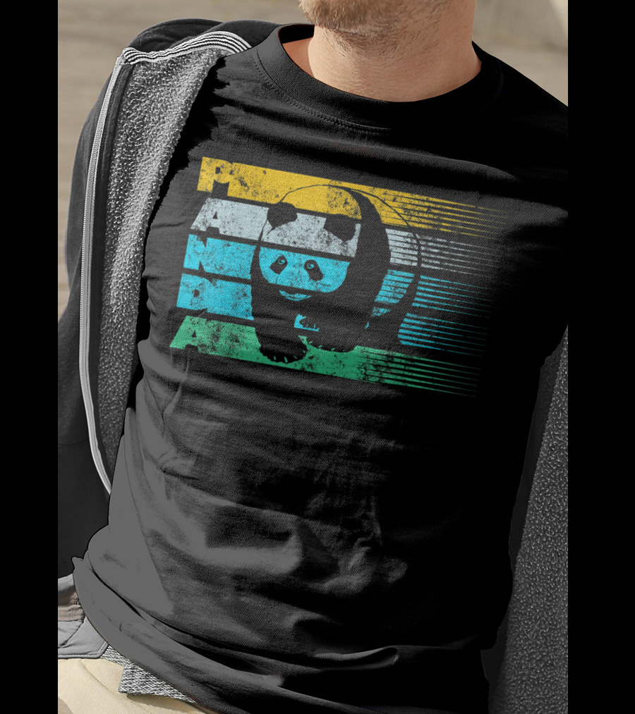 Panda Retro Vintage Stripes Cool Panda Bear T-Shirt