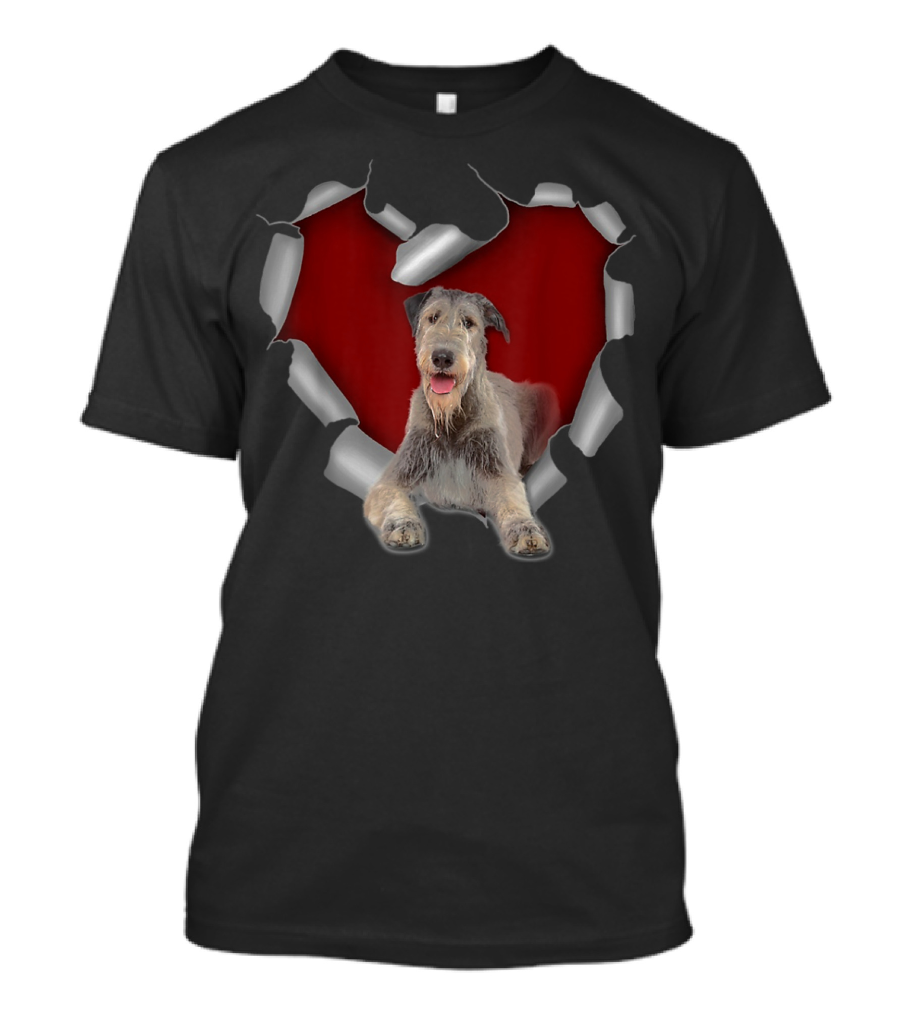 Torn Heart With Irish Wolfhound Dog Image T-Shirt