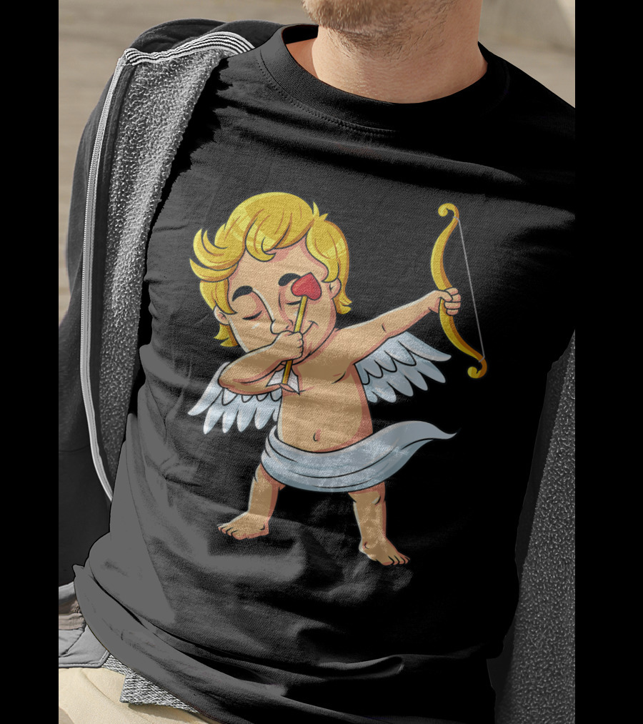 Cupid Dabbing With Heart Arrow Valentine's Day T-Shirt