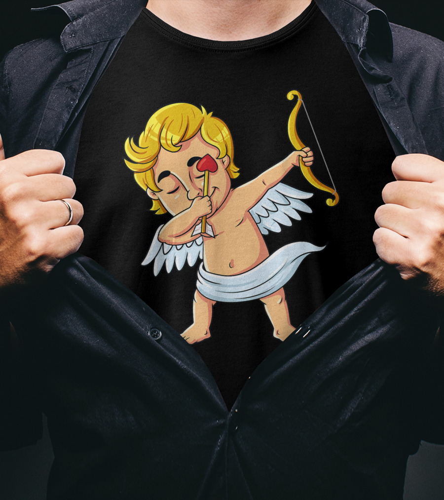 Cupid Dabbing With Heart Arrow Valentine's Day T-Shirt