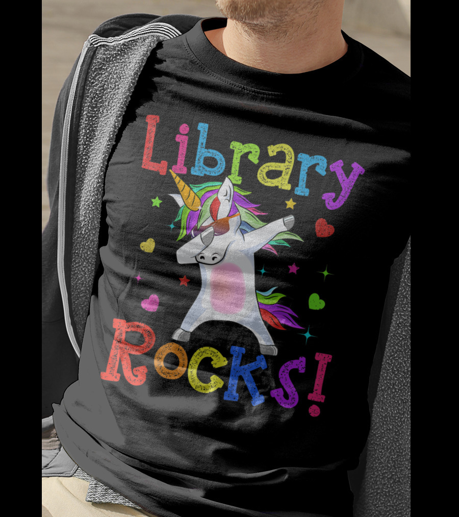 Library Rocks Dabbing Unicorn 1st Day T-Shirt