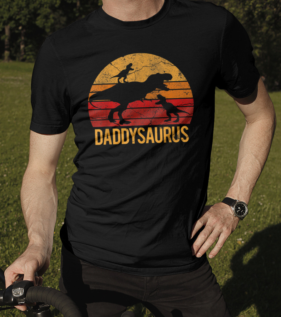 Daddysaurus Dinosaur Daddy Two 2 T-Shirt