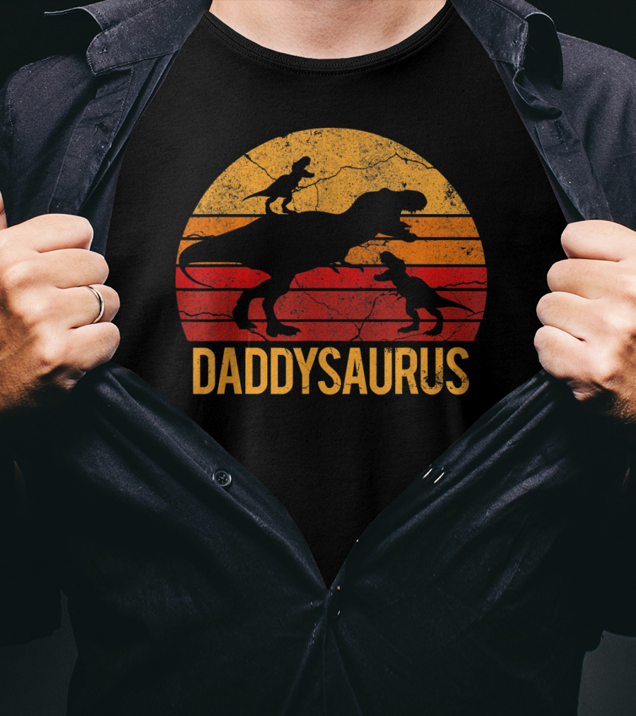 Daddysaurus Dinosaur Daddy Two 2 T-Shirt