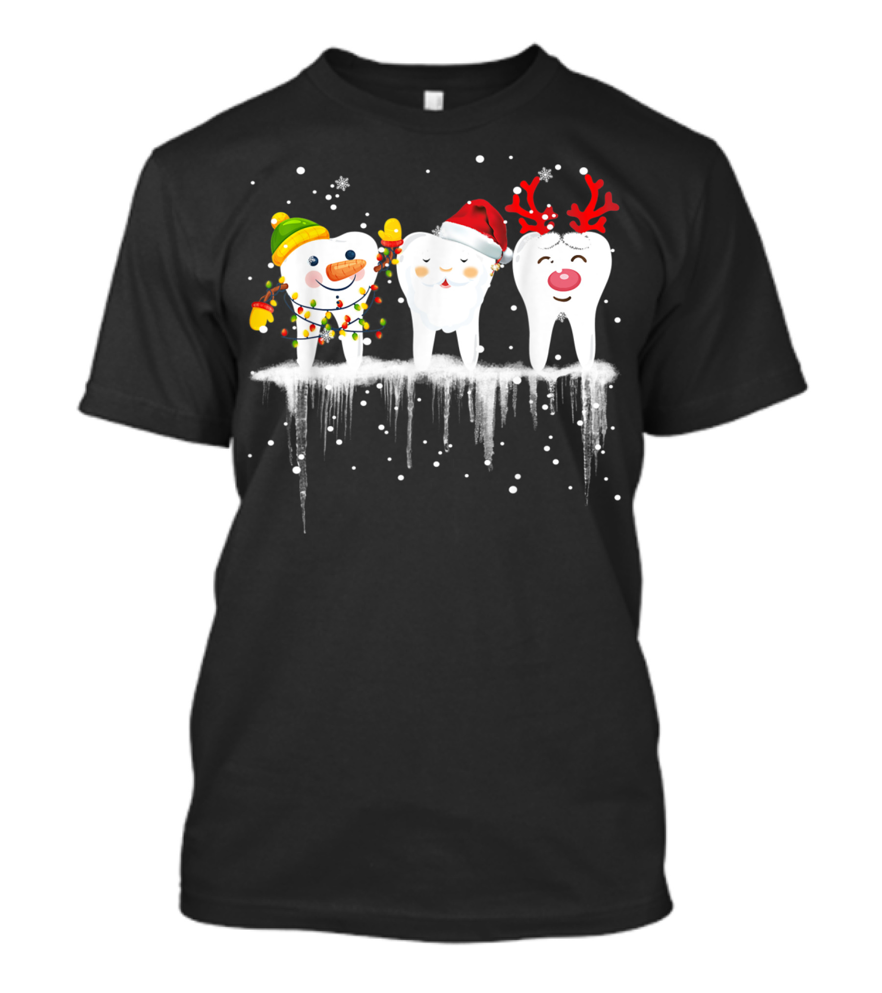 Dental Christmas Tooth Santa Snowman Reindeer Holiday Fun T-Shirt