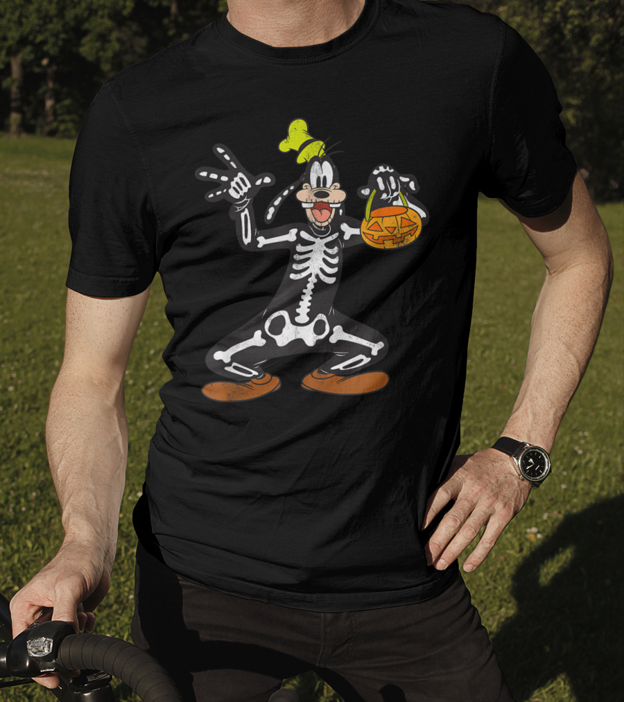 Disney Goofy Halloween Skeleton Jack-O'-Lantern T-Shirt
