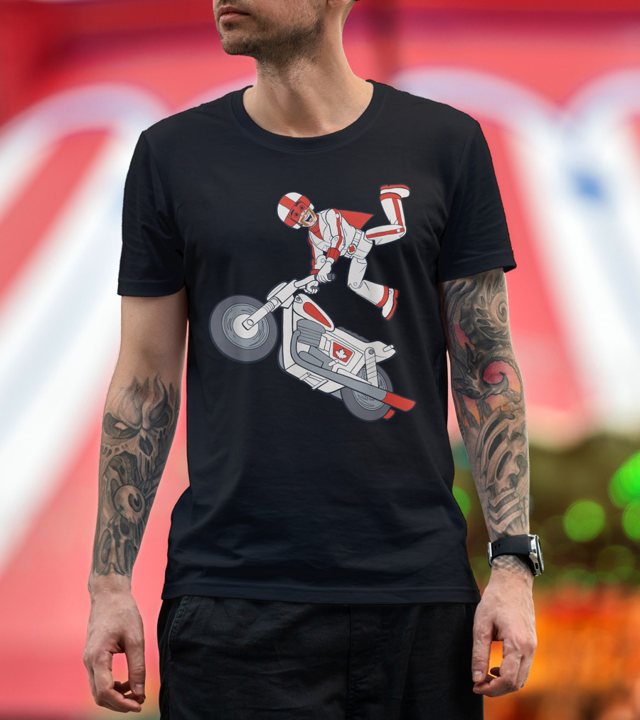 Disney Pixar Toy Story 4 Duke Caboom Canadian Motorcycle Stunt Rider T-Shirt