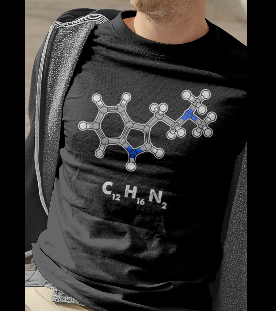 DMT Molecule C12H16N2 Hallucinogenic Structure T-Shirt
