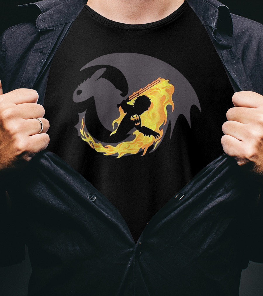 Funny Dragon How To Train Your Dragon With Flaming Rider T-Shirt