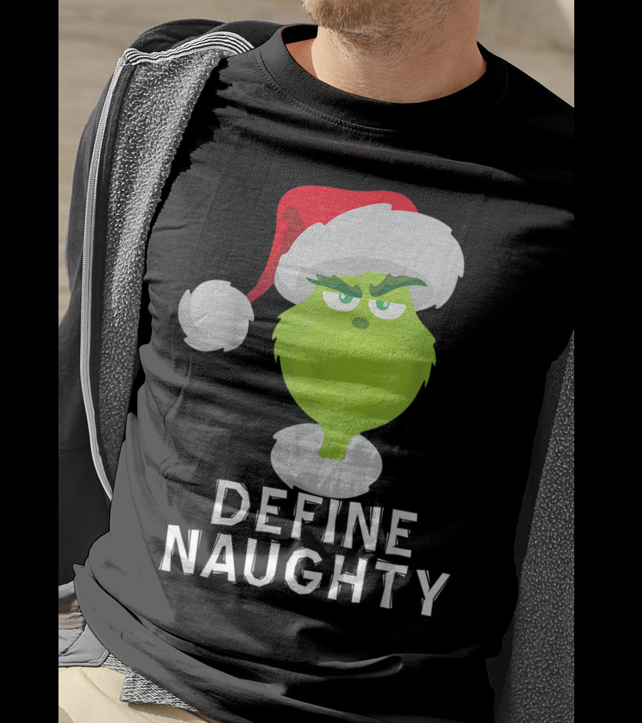DrSeuss TheGrinch Define Naughty Santa Hat Christmas T-Shirt