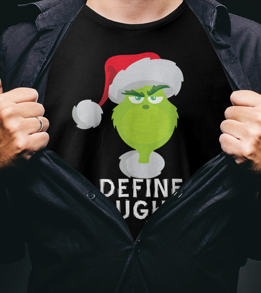 DrSeuss TheGrinch Define Naughty Santa Hat Christmas T-Shirt