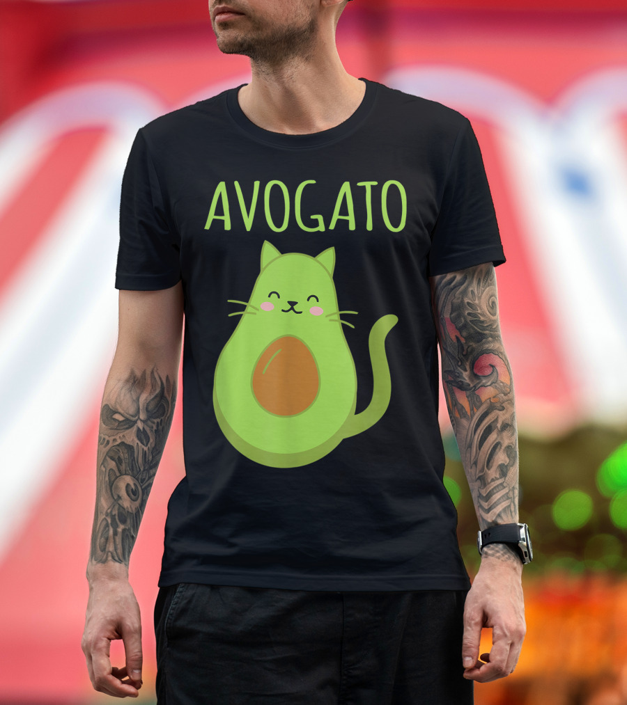 Avogato Funny Cat Avocado Kawaii T-Shirt