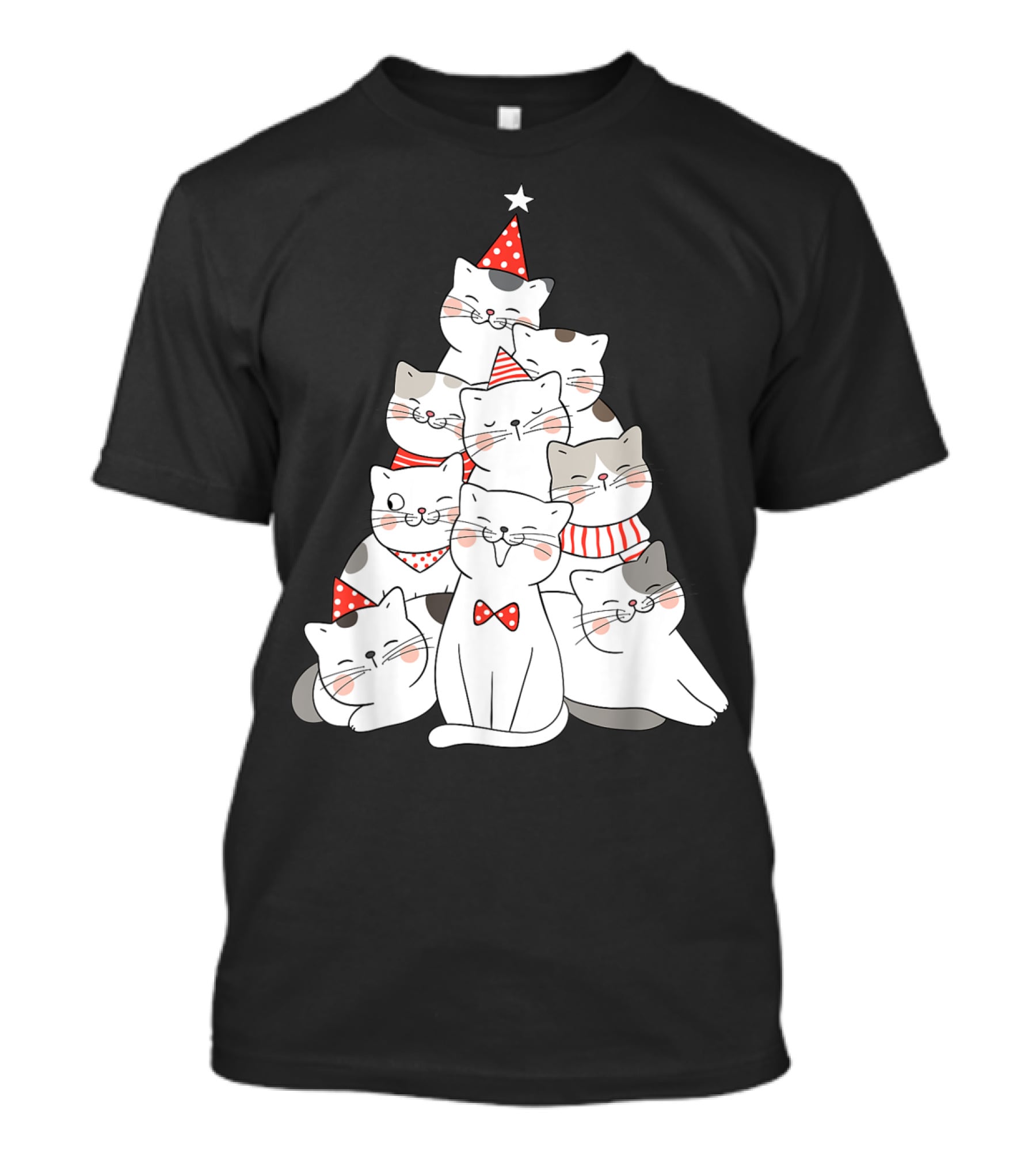 Funny Christmas Cats Xmas Tree New Year Party T-Shirt