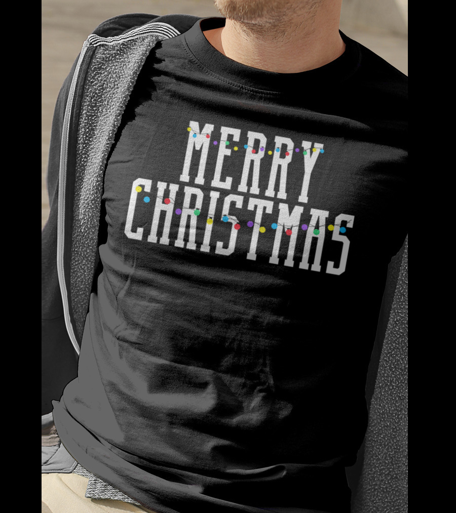 Merry Christmas Funny Red Season Lights Adults T-Shirt
