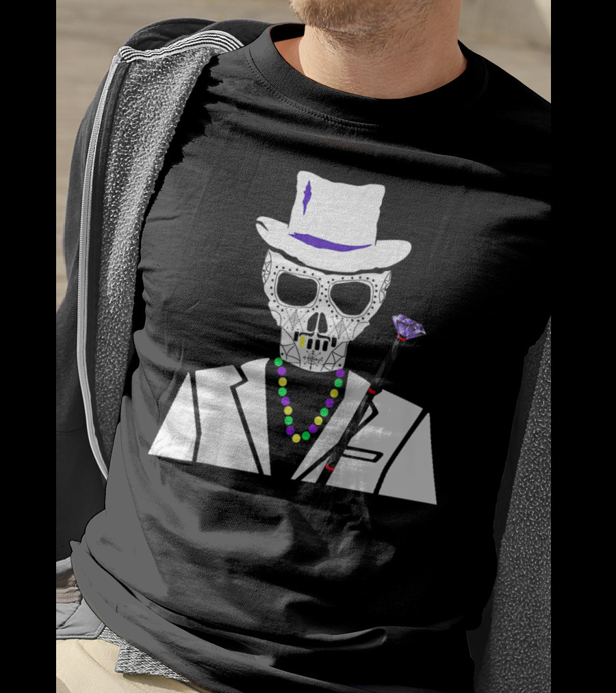 Baron Samedi Voodoo Skeleton With Top Hat And Beads T-Shirt