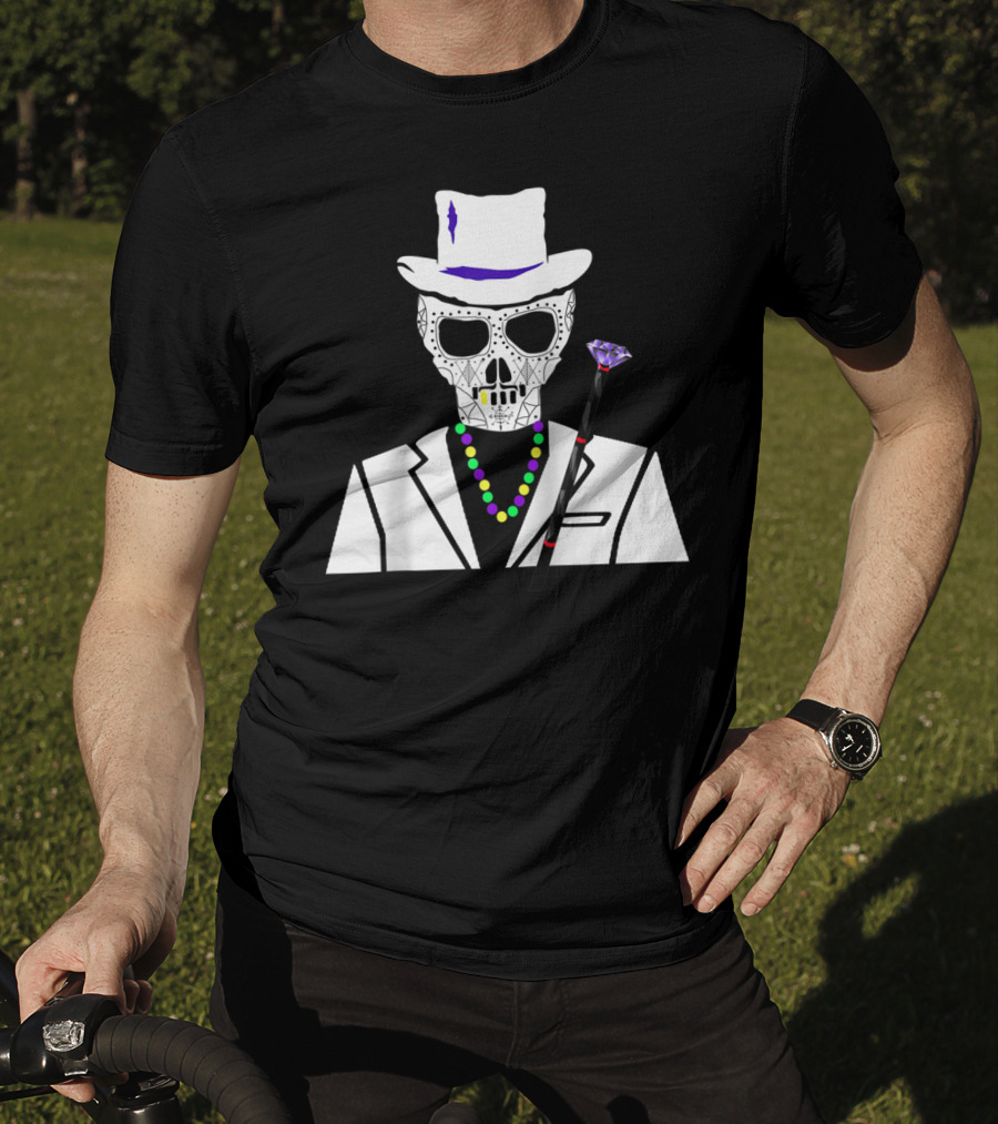 Baron Samedi Voodoo Skeleton With Top Hat And Beads T-Shirt