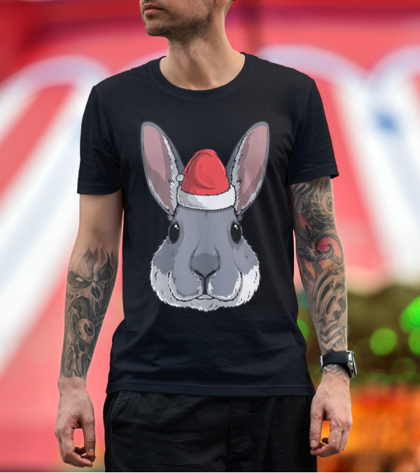 Premium T-Shirt: Bunny Rabbit Santa Claus Hat Christmas Xmas Festive Holiday Rabbit T-Shirt Bunny Rabbit Santa Claus Hat Christmas Xmas Festive Holiday Rabbit T-Shirt
