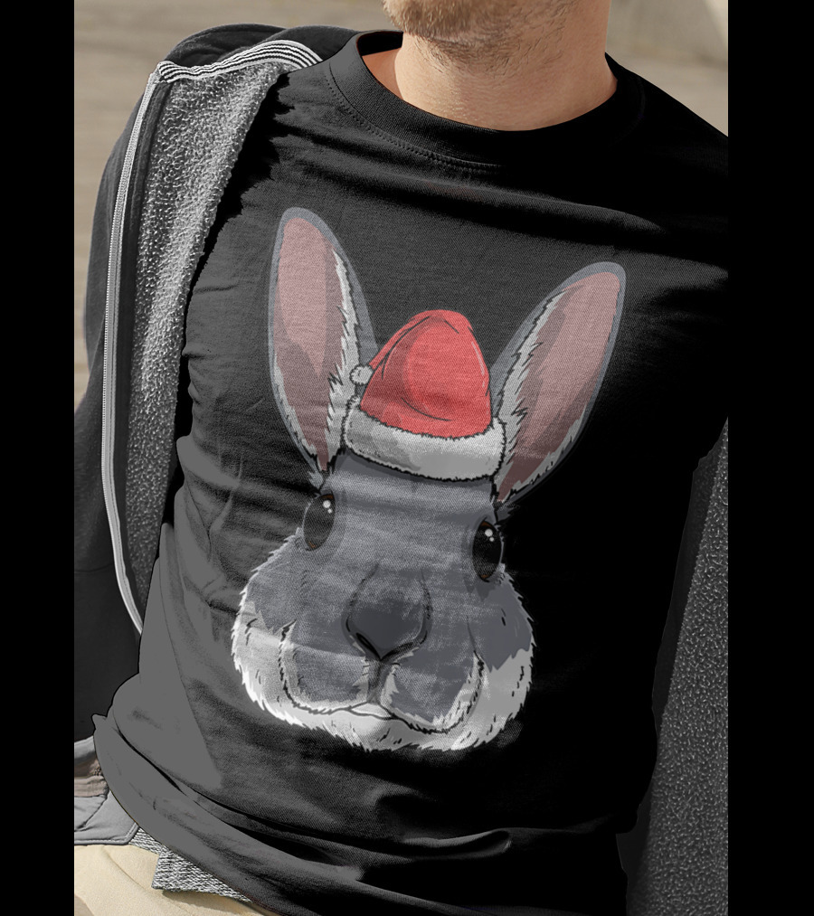 Bunny Rabbit Santa Claus Hat Christmas Xmas Festive Holiday Rabbit T-Shirt
