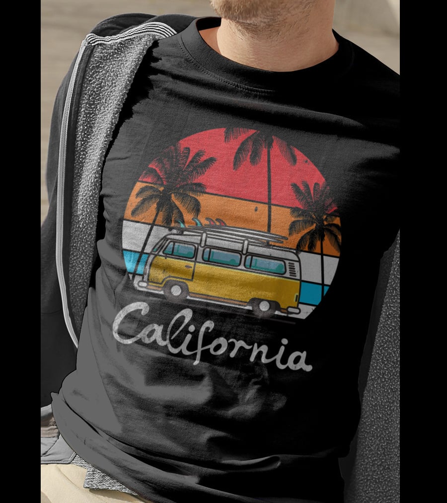 California Surf Van Vintage Sunset Retro T-Shirt