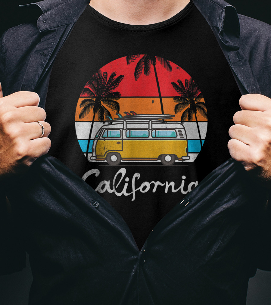 California Surf Van Vintage Sunset Retro T-Shirt