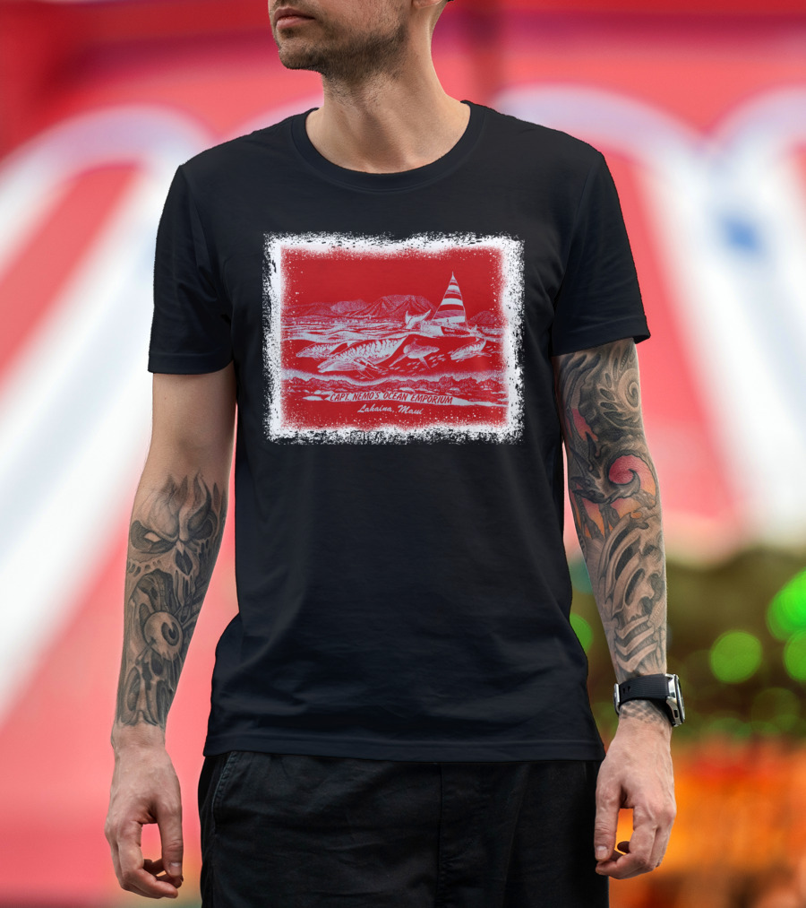 Captain Nemo's Ocean Emporium Lahaina Maui Nautical Adventure Scene T-Shirt