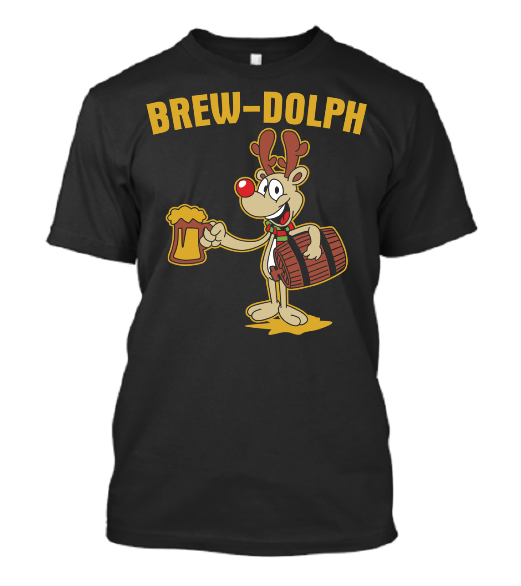 Brewdolph Reindeer Rudolph Christmas Beer Barrel Funny T-Shirt