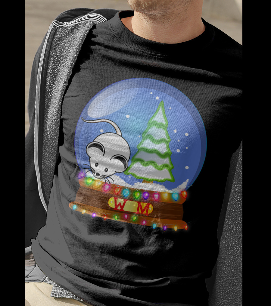 Christmas Snow Globe Santa White Mouse WM Tree T-Shirt