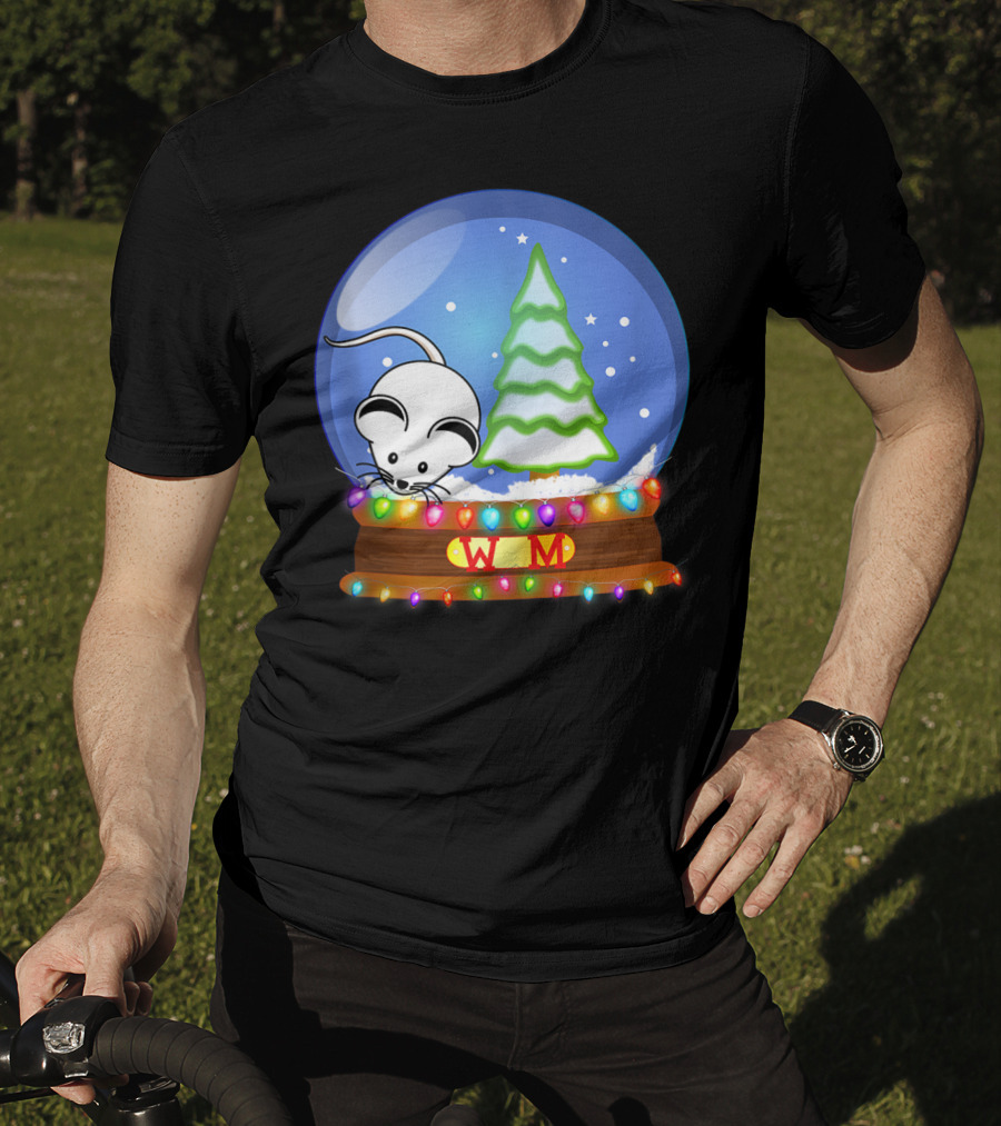 Christmas Snow Globe Santa White Mouse WM Tree T-Shirt