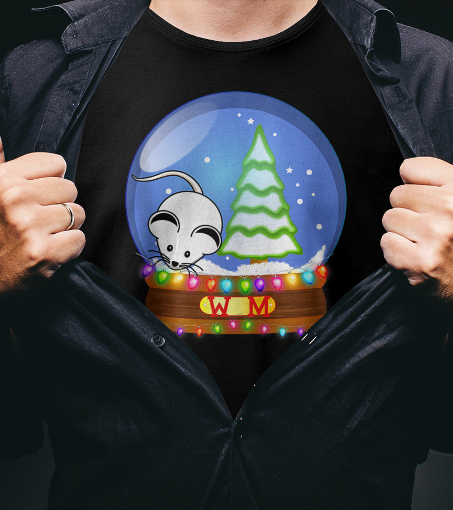 Christmas Snow Globe Santa White Mouse WM Tree T-Shirt