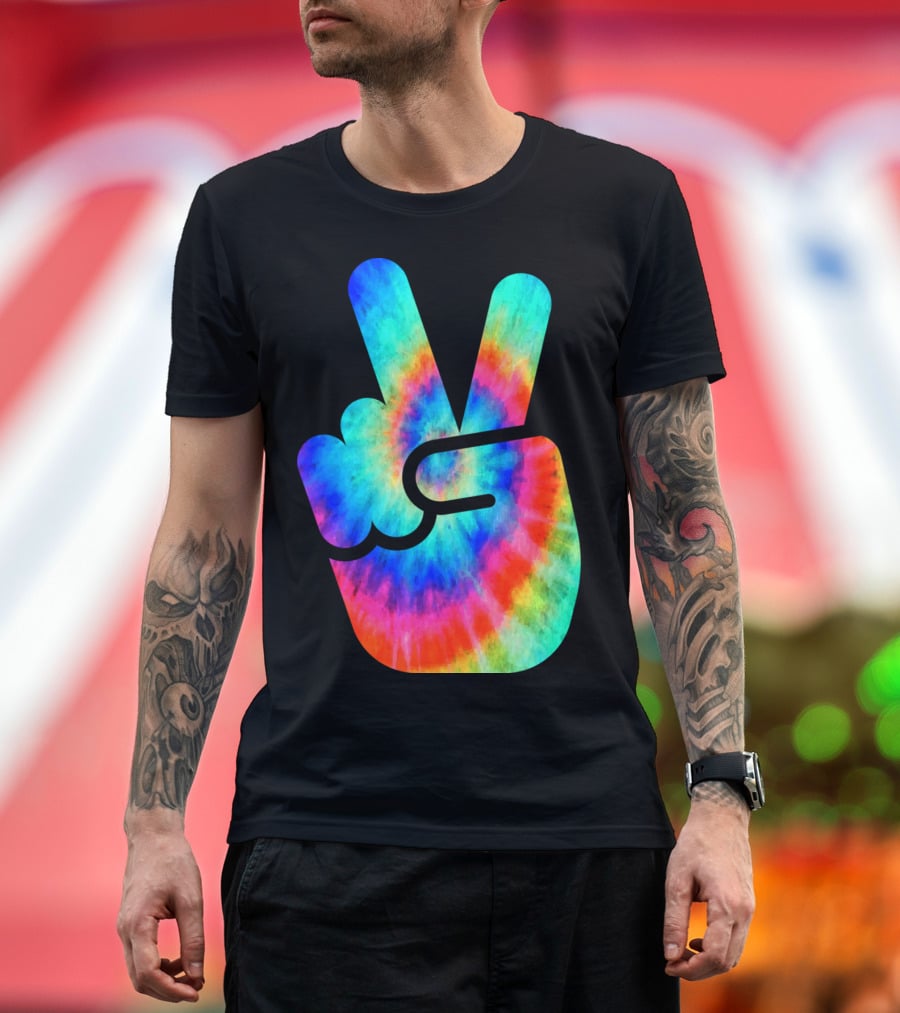 Cool Tie Dye Peace Hand T-Shirt