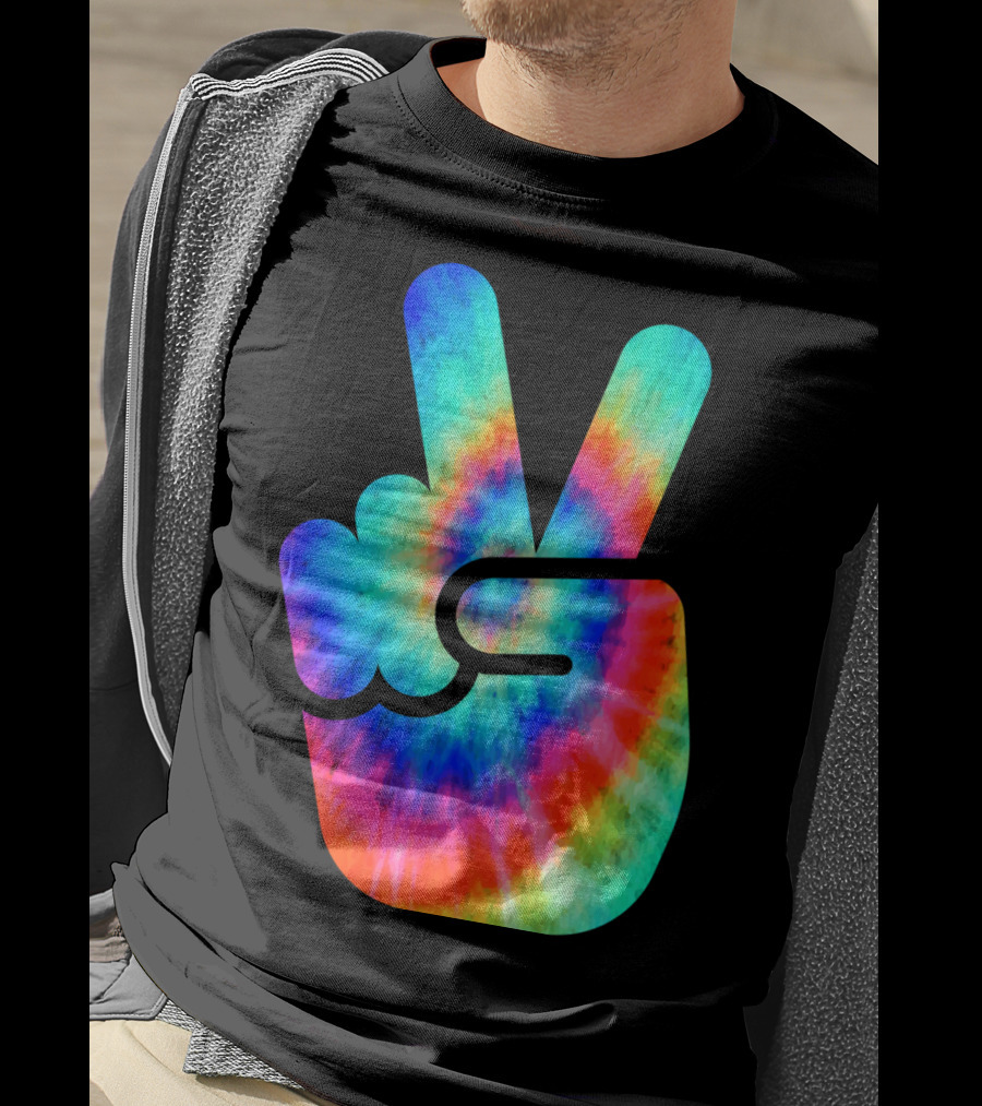 Cool Tie Dye Peace Hand T-Shirt