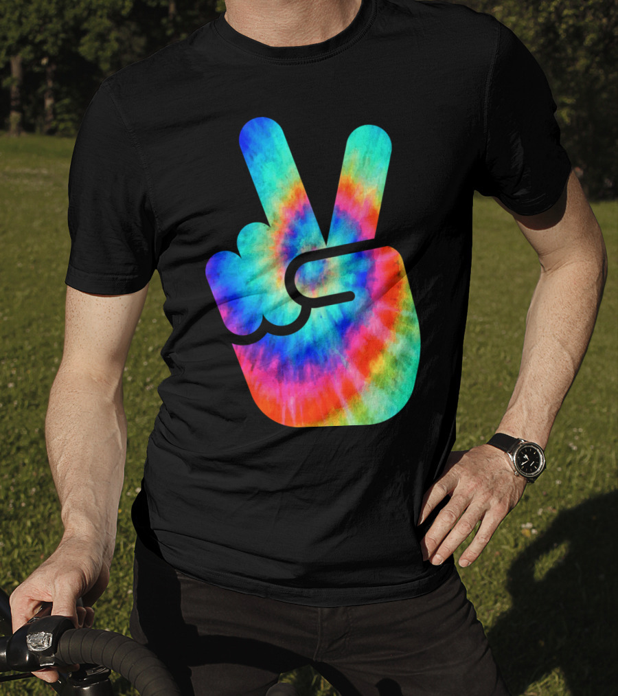 Cool Tie Dye Peace Hand T-Shirt